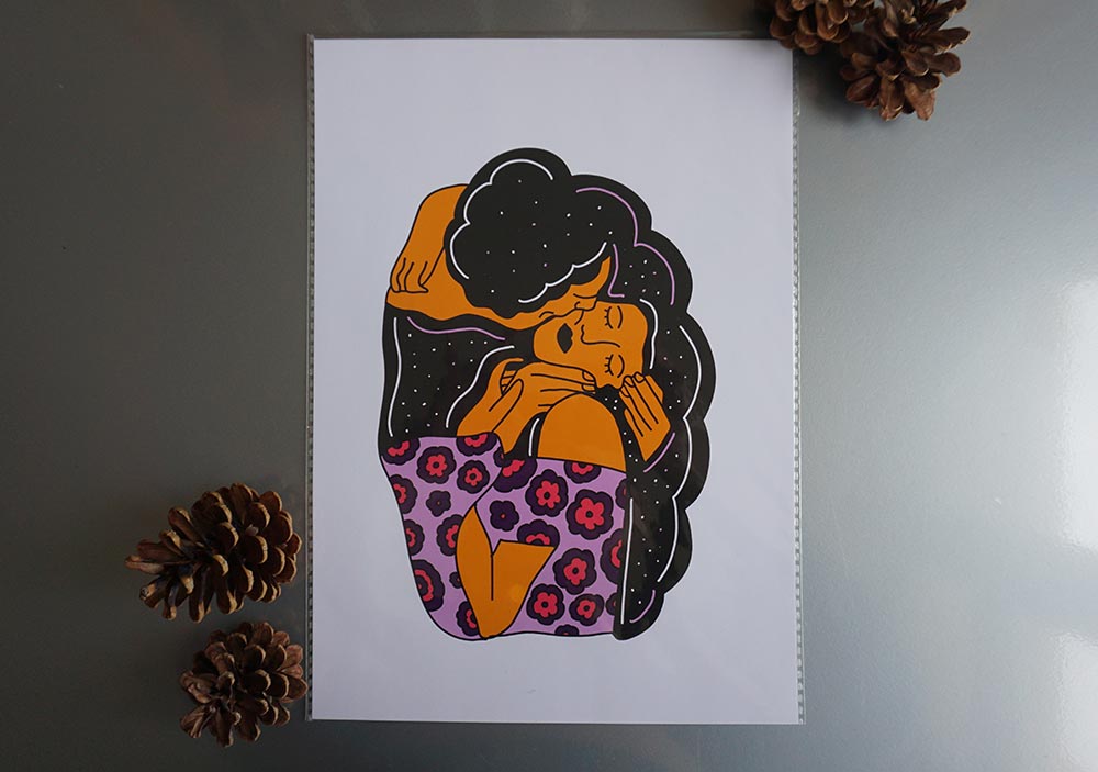 Illustration "Le baiser" en format A4 - Le Monde de Mimi